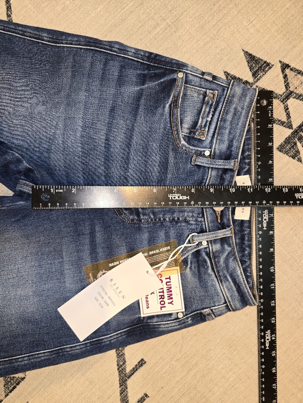 Risen Tummy Control High Rise Baggy Wide Leg Jeans Dark Wash Size 0/24 NWT - Picture 9 of 15